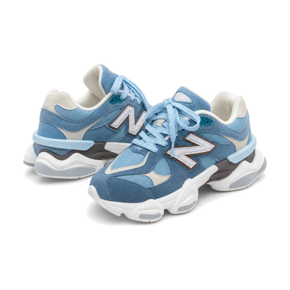 New Balance 9060 Azul color azul — par en vista 3D, fondo blanco