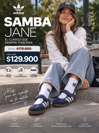 Adidas Samba Jane — Mary Jane Velcro