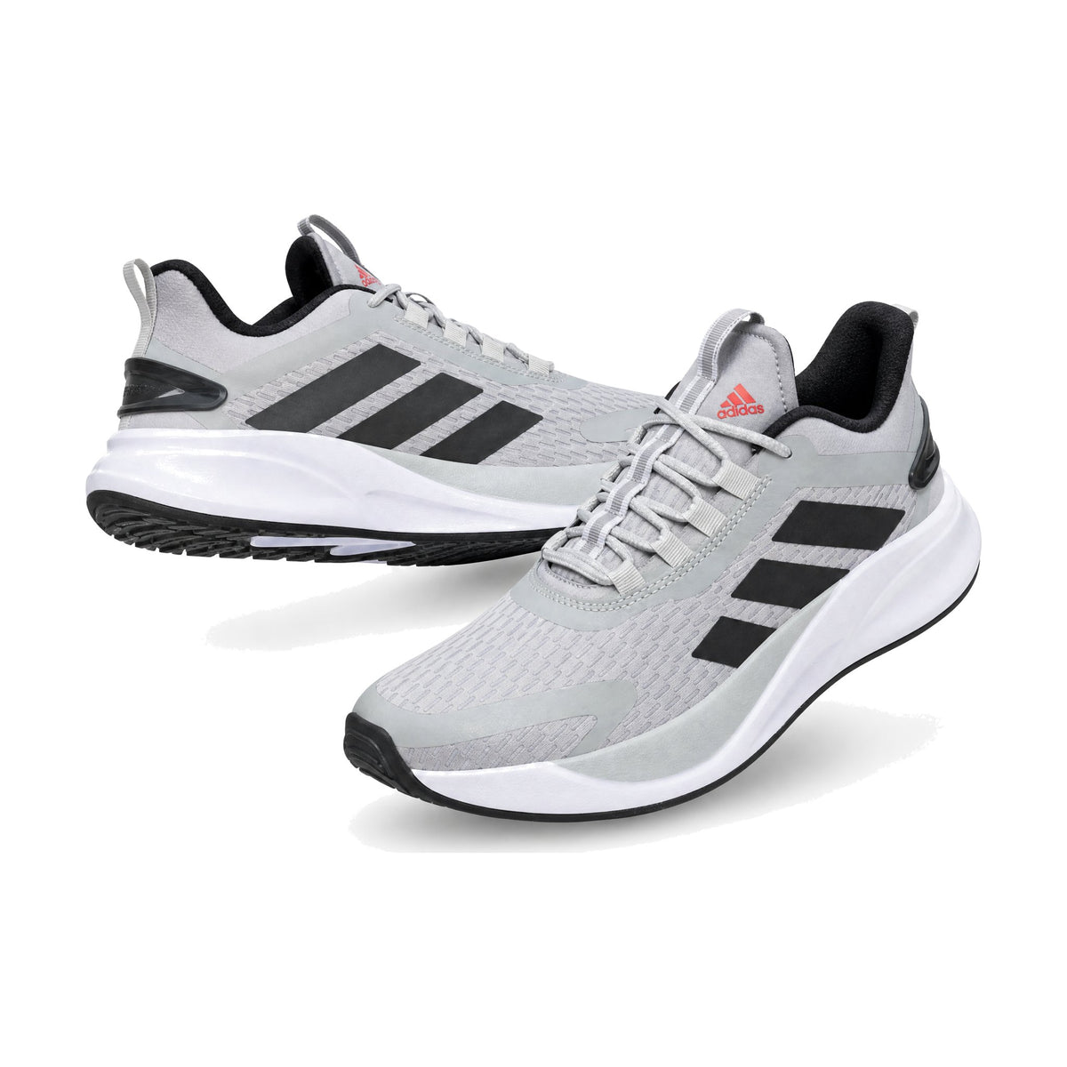 Adidas Bounce Caballero color gris — par en vista 3D, fondo blanco