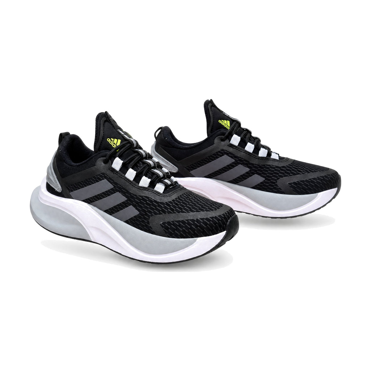 Adidas Bounce Caballero color negro gris — par en vista 3D, fondo blanco