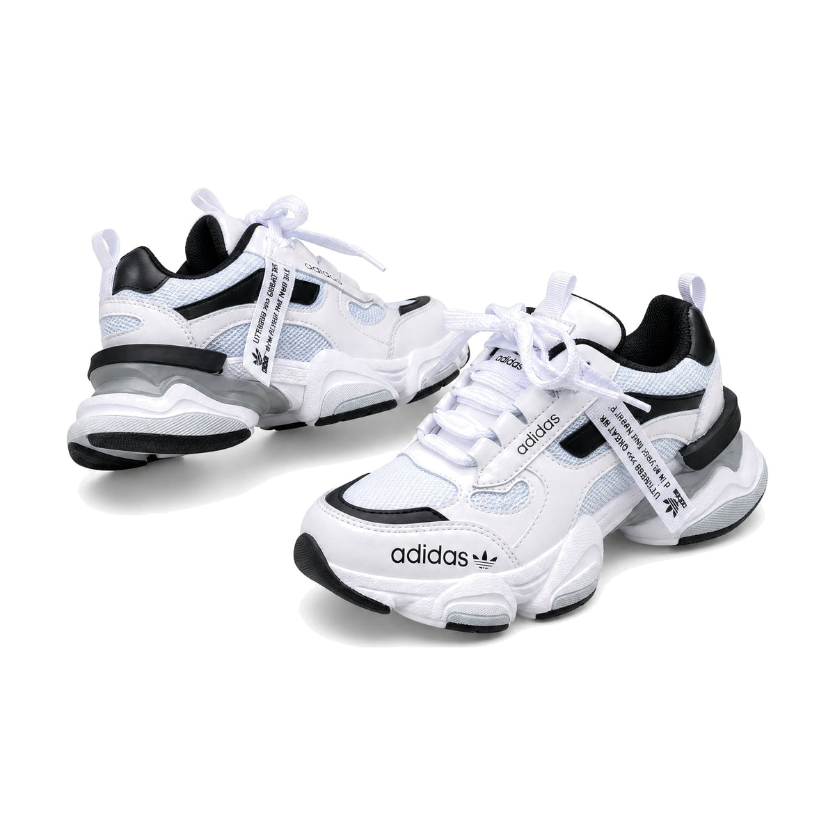 Adidas Fashion Dama color blanco — par en vista 3D, fondo blanco