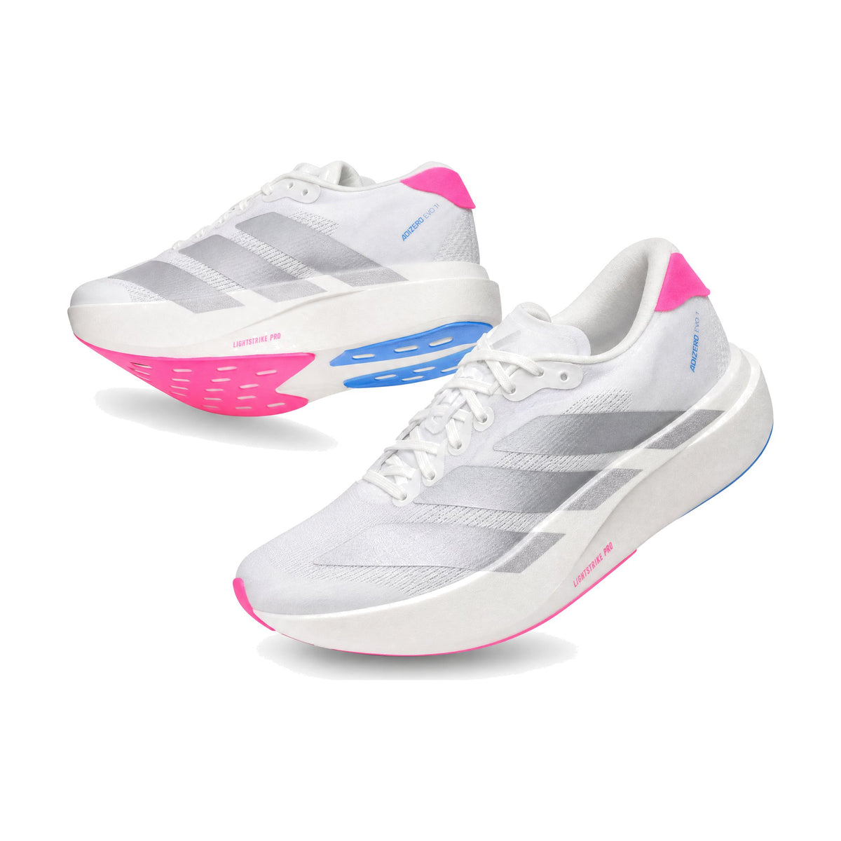 Adidas Zero MT color blanco gris — par en vista 3D, fondo blanco