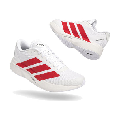 Adidas Zero MT color blanco rojo — par en vista 3D, fondo blanco