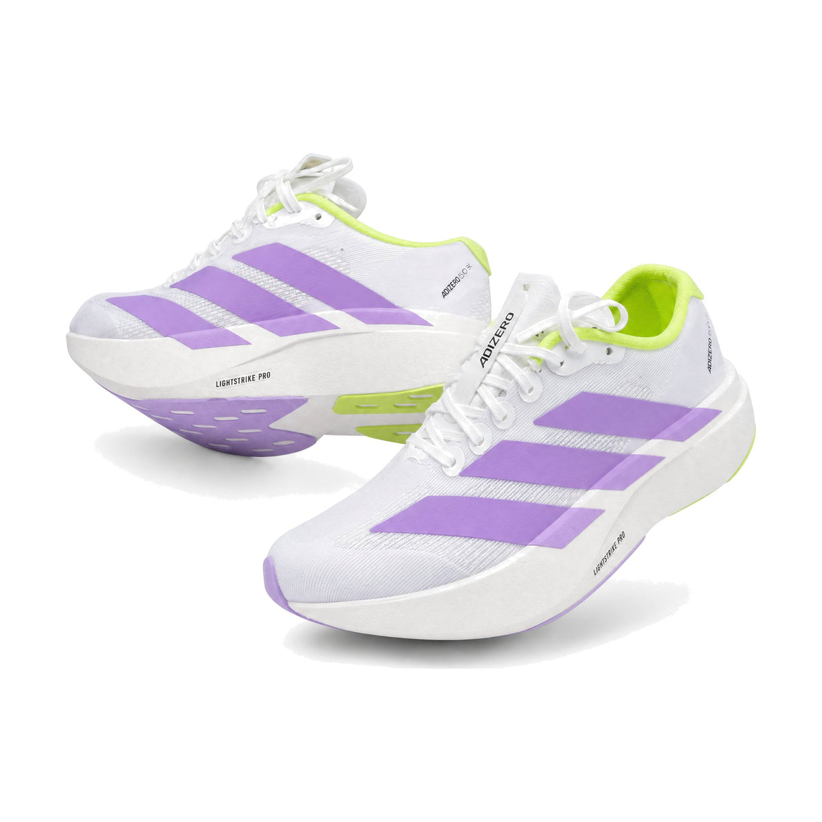 Adidas Zero MT color blanco violeta — par en vista 3D, fondo blanco