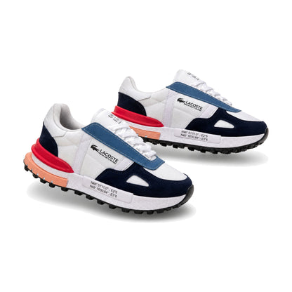 Lacoste Caballero color blanco azul — par en vista 3D, fondo blanco