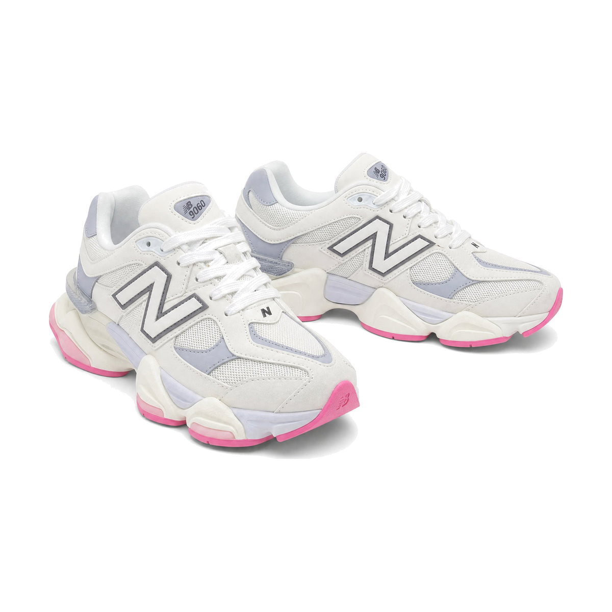 New Balance 9060 KC Blanco Gris color blanco gris — par en vista 3D, fondo blanco