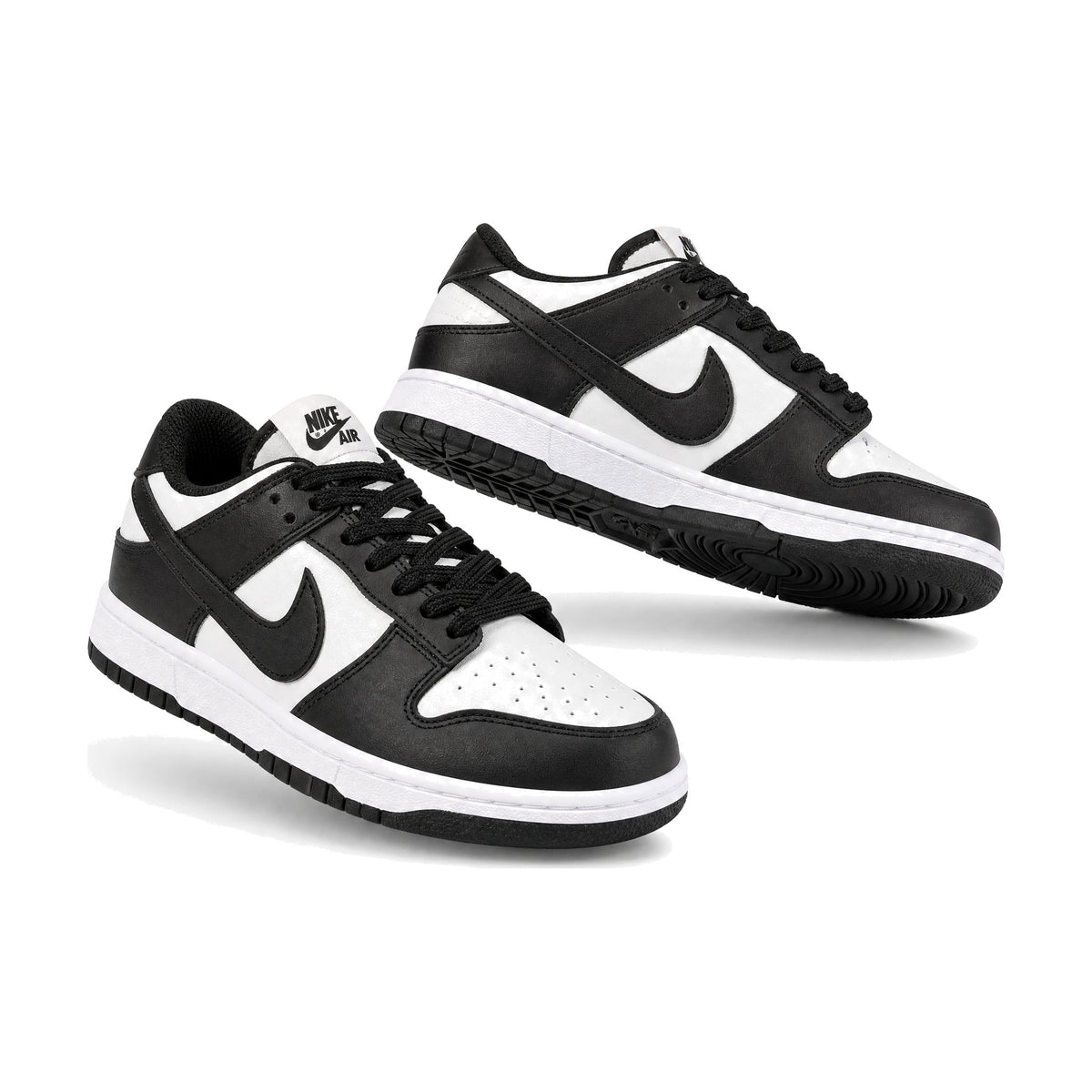 Nike SB Negro Blanco color negro blanco — par en vista 3D, fondo blanco