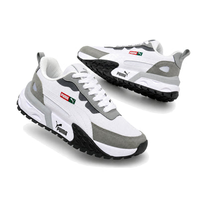 Puma Easy Rider color blanco gris — par en vista 3D, fondo blanco