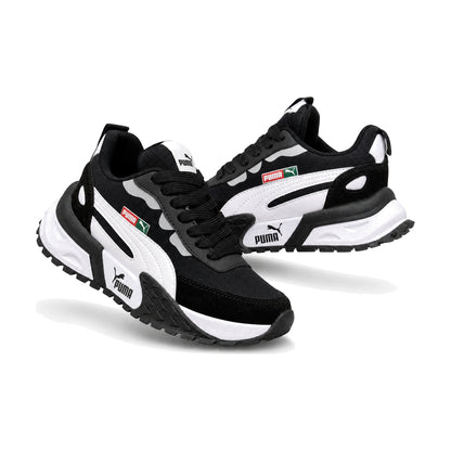 Puma Easy Rider color negro blanco — par en vista 3D, fondo blanco
